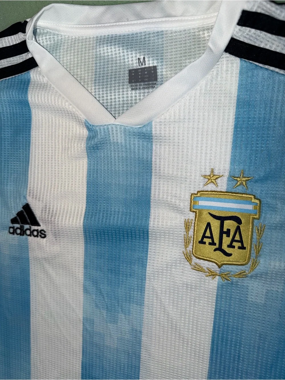 Argentina National Team Soccer Jersey White Blue FIFA World Cup Size medium